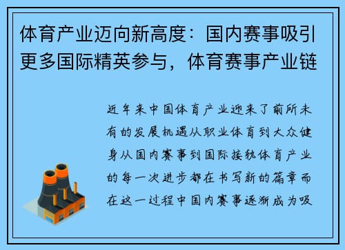 体育产业迈向新高度：国内赛事吸引更多国际精英参与，体育赛事产业链